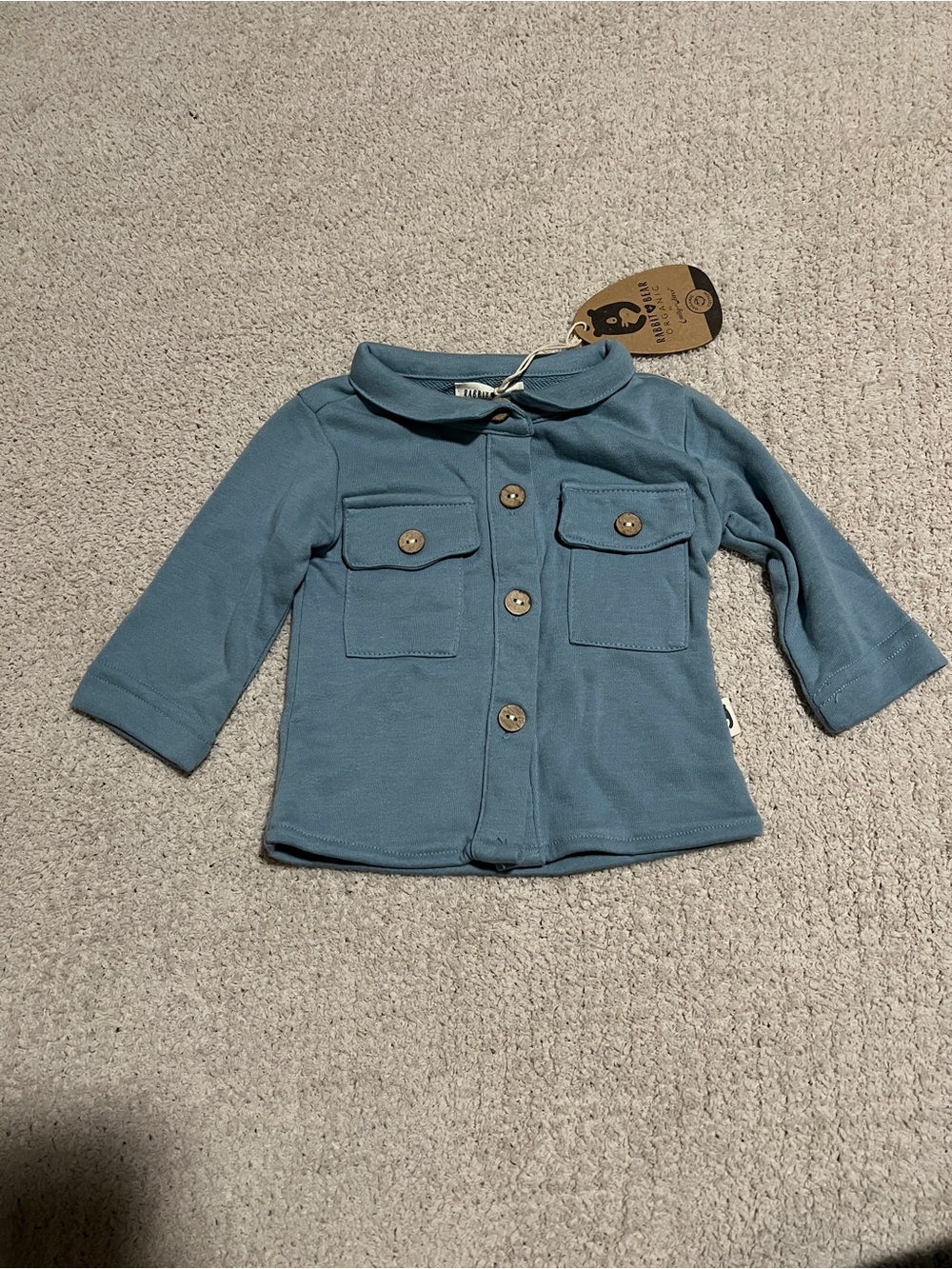 Toddler Blue Button-Up Jacket by Rabbit + Bear Organics